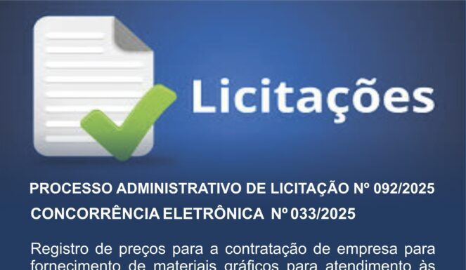 PROCESSO ADMINISTRATIVO DE LICITAÇAO Nº 092 – PREGÃO ELETRÔNICO Nº 033