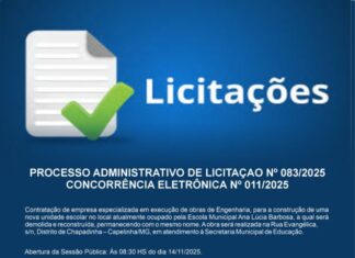 PROCESSO ADMINISTRATIVO DE LICITAÇAO Nº 083/2025CONCORRÊNCIA ELETRÔNICA Nº 011/2025