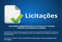 PROCESSO ADMINISTRATIVO DE LICITAÇAO Nº 102/2025 PREGÃO ELETRÔNICO Nº 039/2025