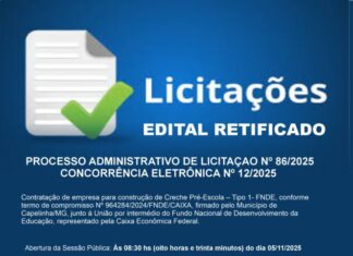 PROCESSO ADMINISTRATIVO DE LICITAÇAO Nº 86/2025 CONCORRÊNCIA ELETRÔNICA Nº 12/2025