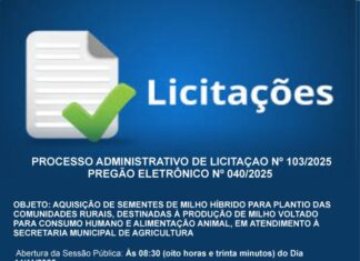 PROCESSO ADMINISTRATIVO DE LICITAÇAO Nº 103/2025 PREGÃO ELETRÔNICO Nº 040/2025