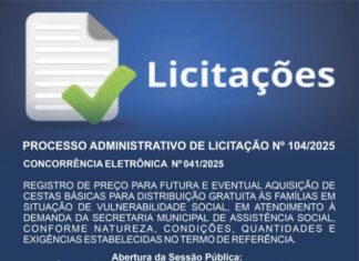 PROCESSO ADMINISTRATIVO DE LICITAÇAO Nº 104/2025 – PREGÃO ELETRÔNICO Nº 041/2025
